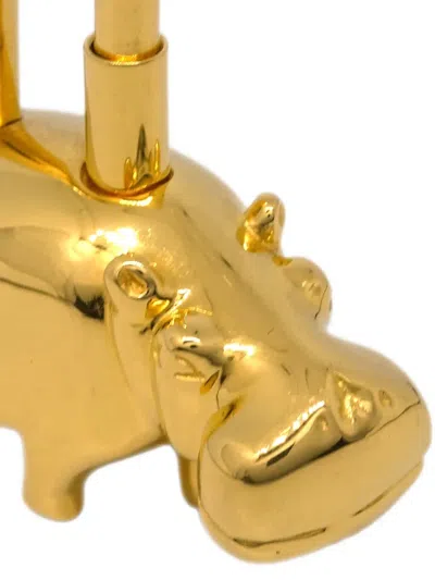 Pre-owned Hermes 2005 Grand Fleuve Hippopotamus Lock Charm In 金色