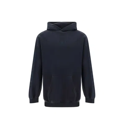 Balenciaga Logo-embroidered Cotton Hoodie In Black