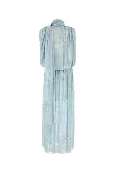 Blumarine Printed Chiffon Dress In Blue