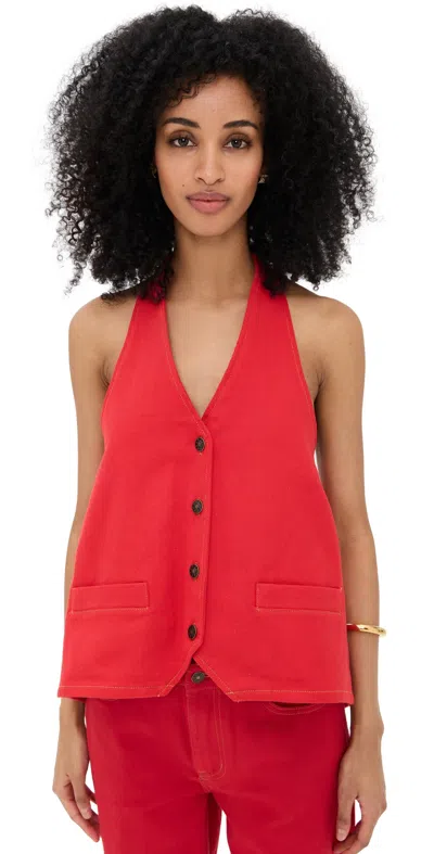 Lioness Hills Halter Vest Crimson In Crimson