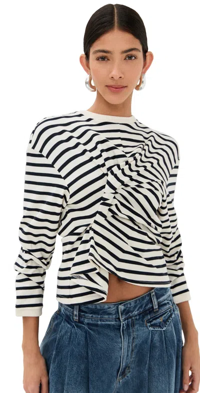 A.w.a.k.e. A. W.a. K.e. Mode Long Sleeve Knotted Jersey Top Stripe In Stripe