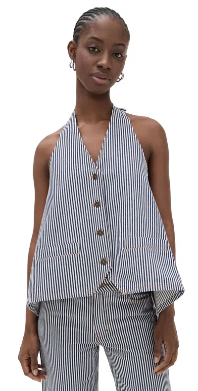 Lioness Hills Halter Top Navy Stripe In Blue