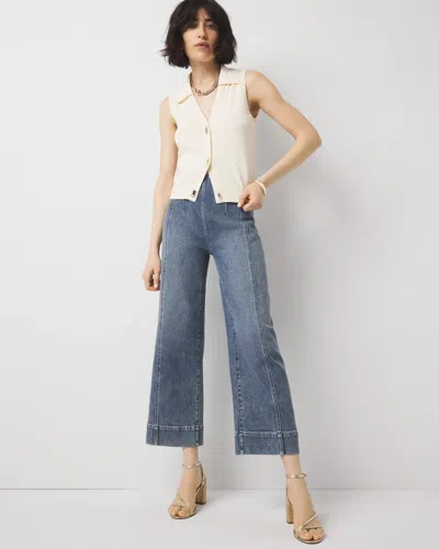 White House Black Market Petite Extra High-rise Wide Leg Cropped Jeans In Fleur Vintage