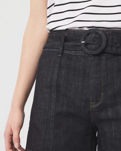 White House Black Market Petite Extra High-rise Belted Denim Short In Dark Wash Denim