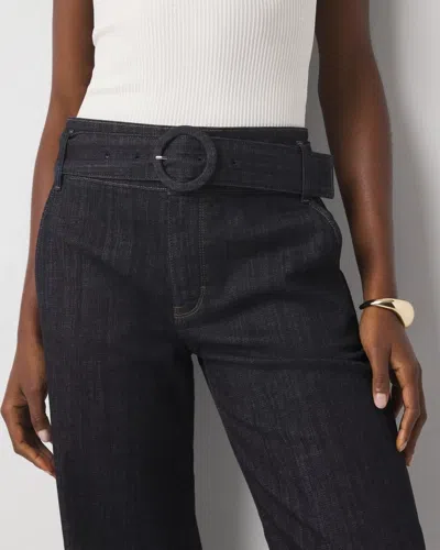White House Black Market Petite High-rise Cuffed Wide Leg Cropped Jeans In Dark Wash Denim