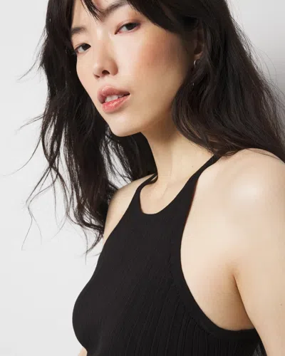 White House Black Market Petite Halter Sweater Dress In Black