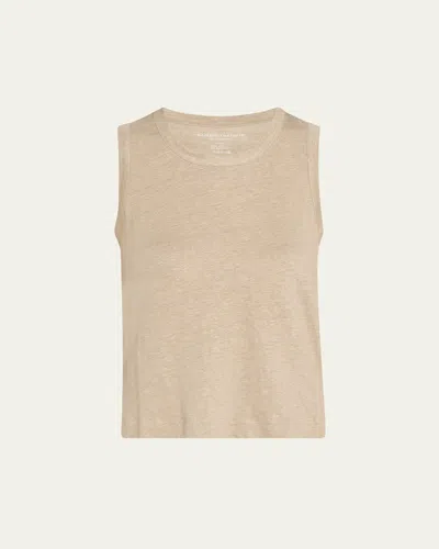 Majestic Crewneck Stretch Linen Tank In Stretch Linen Crew Tank
