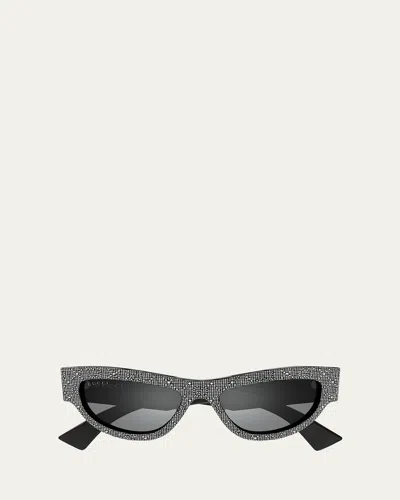 Gucci Recycled Acetate Cat-eye Sunglasses In Black