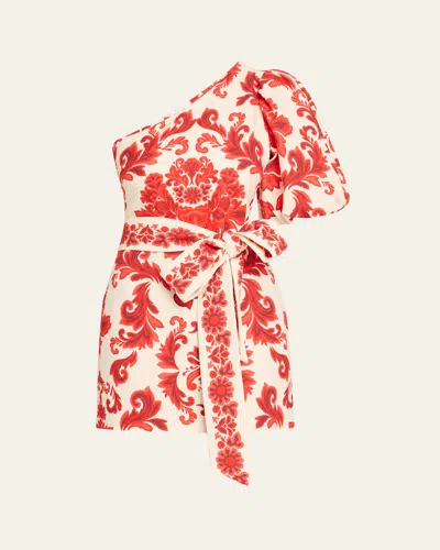 Cara Cara Lucia One-shoulder Mini Dress In Fiore Red
