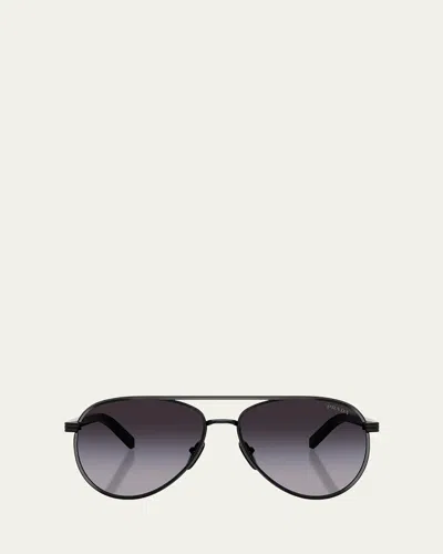 Prada Pr B57s Aviator Steel Sunglasses In Black