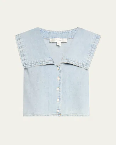 Frame The Yacht Denim Sleeveless Top In Attention