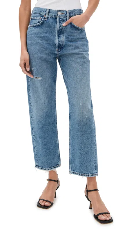 Agolde 90s Crop Mid Rise Loose Straight Jeans Shrine In Shrine