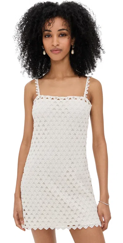 Loveshackfancy Camara Heart Lace Mini Dress In Optic White