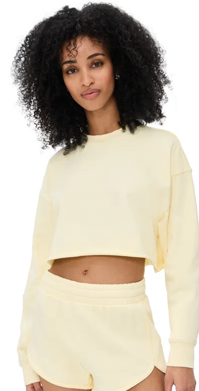 Good American Terry Cropped Crewneck Sweater Light Ray001 In Light Ray001