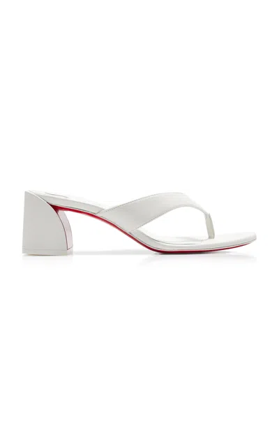 Christian Louboutin Jane Tonga Leather Red Sole Slide Sandals In White