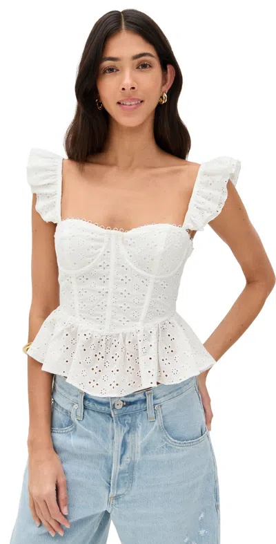 Astr The Label Baylin Linen-blend Top In White