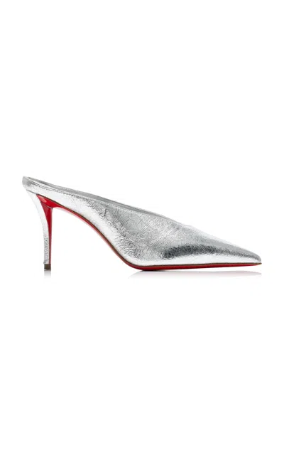 Christian Louboutin Miss Z 80mm Metallic Leather Mules In Metallic
