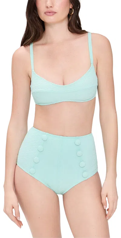 Lisa Marie Fernandez Balconette High-waist Bikini Set Seafoam Seersucker In Seafoam Seersucker