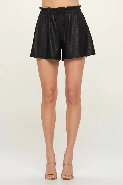 Spin Snake Faux Leather Shorts In Black In Black