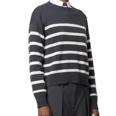Brunello Cucinelli Striped Cashmere Sweater In Gray