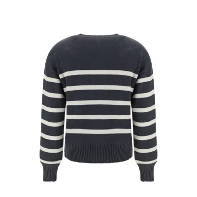 Brunello Cucinelli Striped Cashmere Sweater In Gray