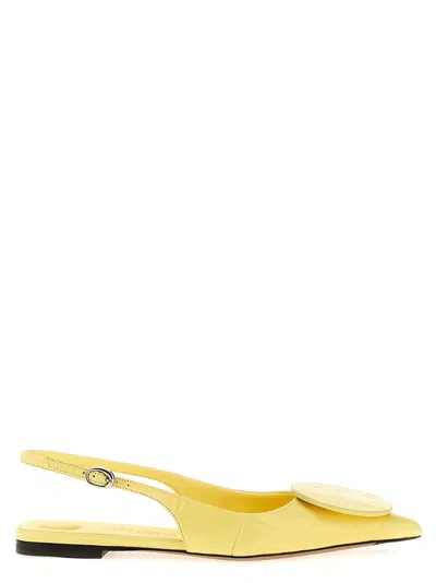 Jacquemus Quilted Buckle Flat Pointed Toe Shoes In Yellow