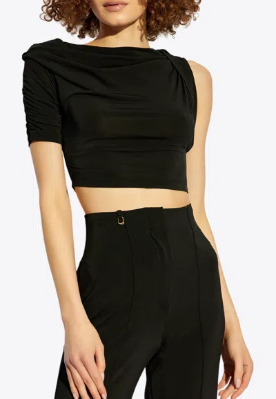 Jacquemus Drapeado Asymmetric Cropped Top In Black