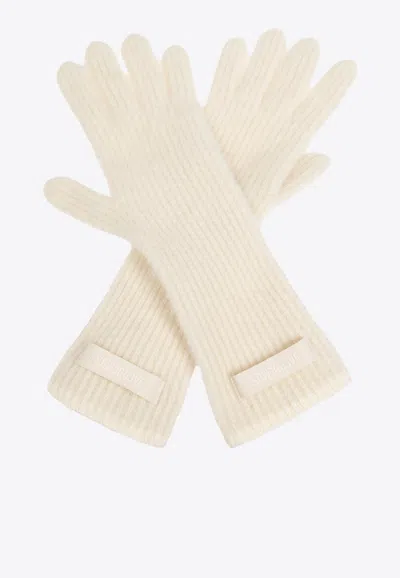 Jacquemus Gros-grain Rib Knit Gloves In Beige