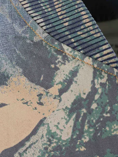 Acne Studios Graphic Print Denim Bomber Jacket In Multicolor