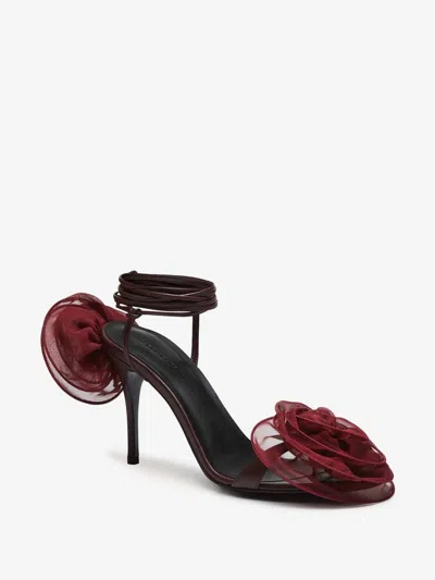 Magda Butrym Crochet Flower-embellished Lace-up Sandals In Red