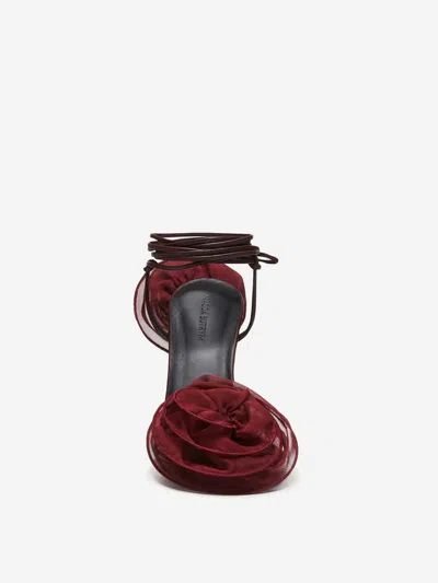 Magda Butrym Crochet Flower-embellished Lace-up Sandals In Red