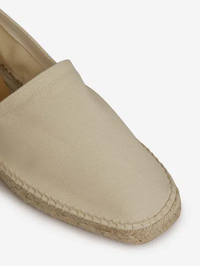 Castaã±er Raffia Platform Espadrilles Embroidered Detail In Beige