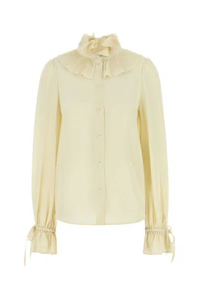 Valentino Garavani Cream Crepe Shirt In Yellow