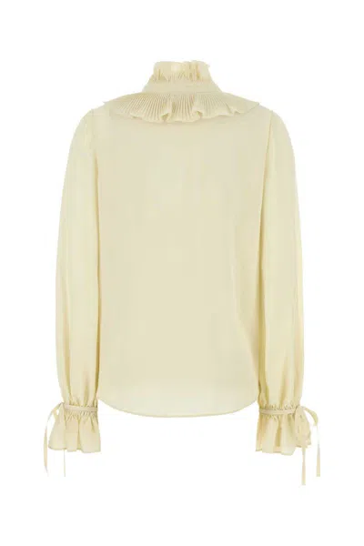 Valentino Garavani Cream Crepe Shirt In Yellow