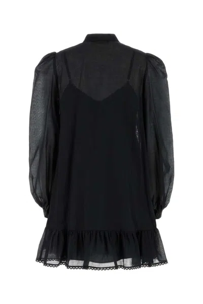 Weekend Max Mara Lace-insert Ruffled Mini Dress In Black