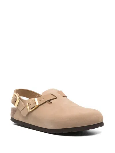 Birkenstock Nubuk Leather Tokio Clog Shoes In Beige