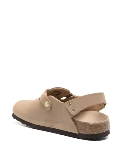 Birkenstock Nubuk Leather Tokio Clog Shoes In Beige