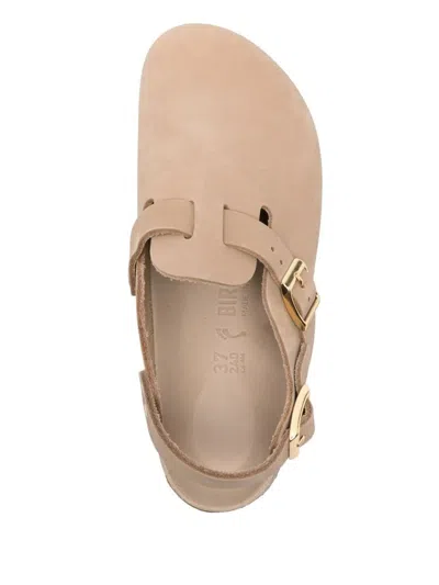 Birkenstock Nubuk Leather Tokio Clog Shoes In Beige