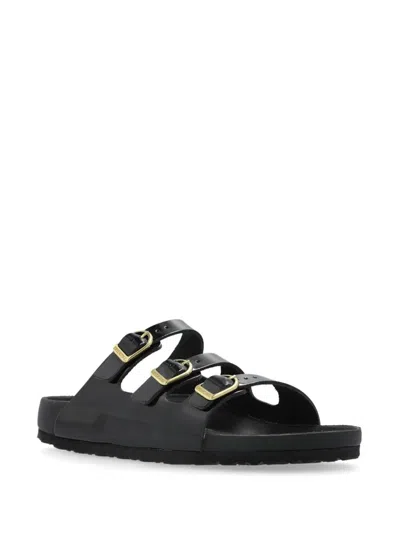 Birkenstock Florida Dbuckle Exquisite Shine Fit S Shoes In Black