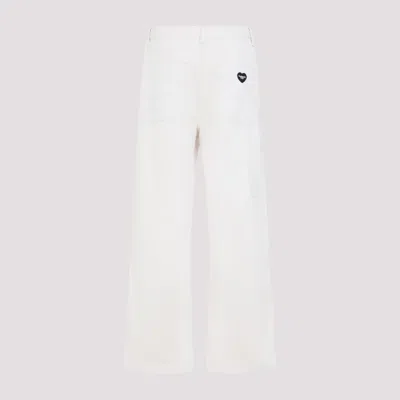 Carhartt Wide Leg Cotton Trousers With Side Pockets In Beige