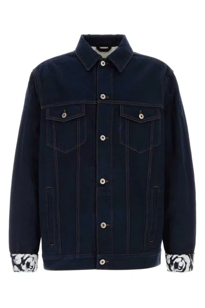Burberry Denim Jacket With Chest Pockets And Contrast Stitching In Blue