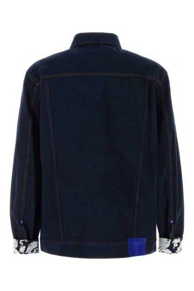 Burberry Denim Jacket With Chest Pockets And Contrast Stitching In Blue