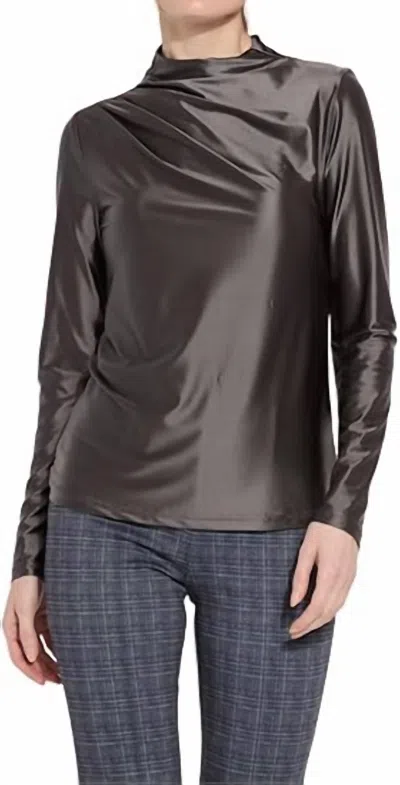 Shop Lyssé Shalom Satin Jersey Funnel Neck Top In Grey