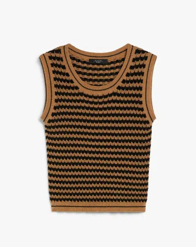 Weekend Max Mara Sleeveless Knitted Vest In Deserto
