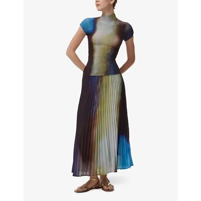 Leem Womens Ombre-pint Plisse Woven Top Multi-coloured In Multi-coloured