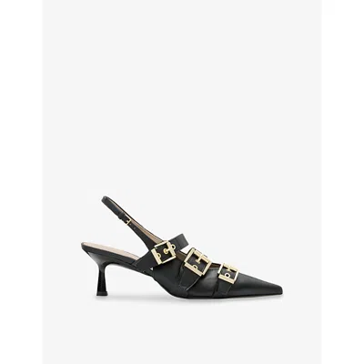 Allsaints Leather Buckled Vivian Slingback Sandals 60 In Black