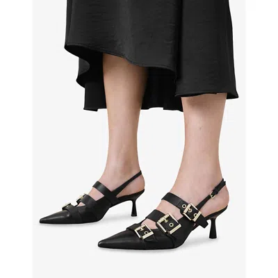 Allsaints Leather Buckled Vivian Slingback Sandals 60 In Black