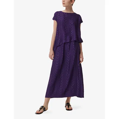 Leem Womens Geometric-pattern Plisse Woven Maxi Skirt Purple In Purple