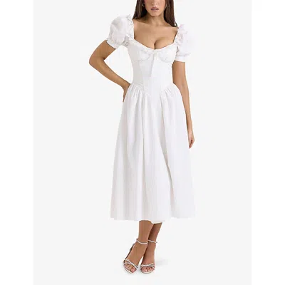 Shop House Of Cb Of Cb Womens Lulabell Floral-print Stretch-cotton Midi Dress White