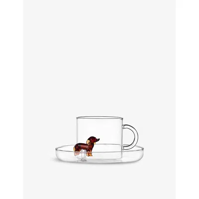 Ichendorf Dogs Bassotto Borosilicate-glass Tea Cup And Saucer Set Multicolor In Multicolor
